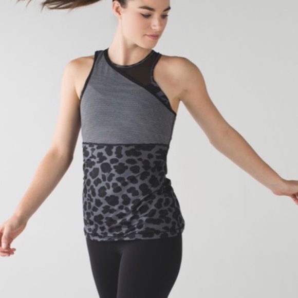 Lululemon One Shoulder Animal Tank Built in Bra